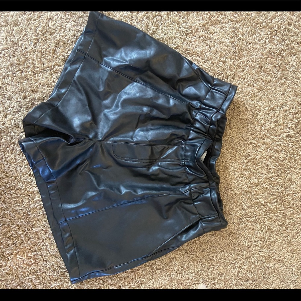 A&F vegan leather high waisted shorts